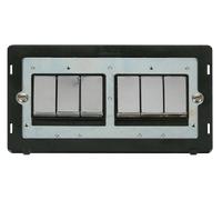 Click Definity SIN416BKCH Ingot 10AX 6 Gang 2 Way Switch Insert - Black / Chrome