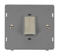 Click Definity SIN500GYSS 50A Ingot 1 Gang Double Pole Plate Switch Insert - Grey / Stainless Steel