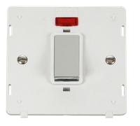 Click Definity SIN501PWCH Ingot 45A 1 Gang Plate DP Switch With Neon Insert - Polar White / Chrome