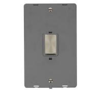 Click Definity SIN502GYBS 50A Ingot 2 Gang (Vertical) Double Pole Plate Switch Insert - Grey / Brushed Stainless