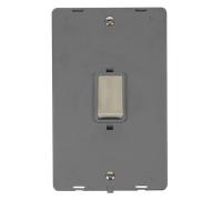 Click Definity SIN502GYSS 50A Ingot 2 Gang (Vertical) Double Pole Plate Switch Insert - Grey / Stainless Steel