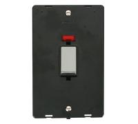 Click Definity SIN503BKCH Ingot 45A 2 Gang Plate DP Switch With Neon Insert - Black / Chrome