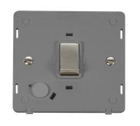 Click Definity SIN522GYSS 20A Ingot Double Pole Plate Switch With Optional Flex Outlet Insert - Grey / Stainless Steel