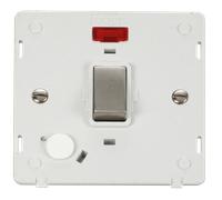Click Definity SIN523PWSS Ingot 20A DP Switch With Flex Outlet & Neon Insert - Polar White / St. Steel