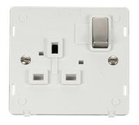 Click Definity SIN535PWSS Ingot 1 Gang 13A DP Switched Socket Insert - Polar White / Stainless Steel