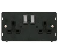 Click Definity SIN536BKCH Ingot 2 Gang 13A DP Switched Socket Insert - Black / Chrome