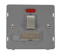 Click Definity SIN552GYSS 13A Ingot Double Pole Switched Fused Connection Unit With Neon & Optional Flex Outlet Insert - Grey / Stainless Steel
