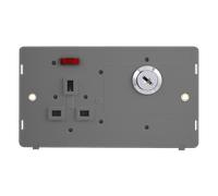 Click Definity SIN655GY 13A Ingot 1 Gang Double Pole Key Lockable Switched Socket With Neon Insert (Double Plate) - Grey