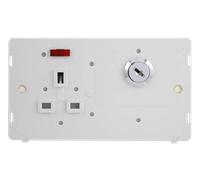 Click Definity SIN655PW 13A Ingot 1 Gang Double Pole Key Lockable Switched Socket With Neon Insert (Double Plate) - Polar White