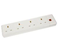 Click ES003 13A 4 Gang Trailing Socket + Neon - White