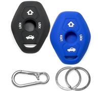 Click&Fit Silicone Car Key Covers compatible with BMW 3 Series, 5-7 Series, X5, Z4, X3, Z3, M3, M5, M6, E83, Z8 1997-2010, 3B Remote Key - Anti-slip key fob holder case protector, 2-pack Black&Blue