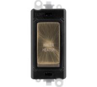 Click GridPro GM2018BKAB-WH 20AX Double Pole Switch Module printed "Water Heater" - Antique Brass (Black)