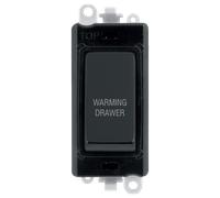 Click GridPro GM2018BKMB-WDR 20AX Double Pole Switch Module printed "Warming Drawer" - Matt Black (Black)