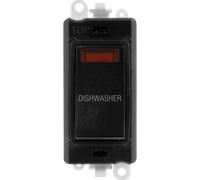 Click GridPro GM2018NBK-DW 20AX Double Pole Switch with Neon Module printed "Dishwasher" - Black