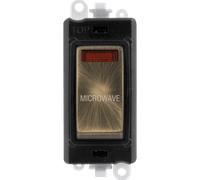 Click GridPro GM2018NBKAB-MW 20AX Double Pole Switch with Neon Module printed "Microwave" - Antique Brass (Black)
