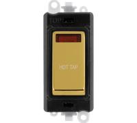 Click GridPro GM2018NBKBR-HT 20AX Double Pole Switch with Neon Module printed "Hot Tap" - Polished Brass (Black)