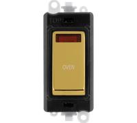 Click GridPro GM2018NBKBR-OV 20AX Double Pole Switch with Neon Module printed "Oven" - Polished Brass (Black)