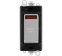 Click GridPro GM2018NBKCH-TD 20AX Double Pole Switch with Neon Module printed "Tumble Dryer" - Polished Chrome (Black)