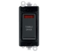 Click GridPro GM2018NBKMB-TD 20AX Double Pole Switch with Neon Module printed "Tumble Dryer" - Matt Black (Black)