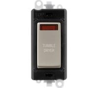 Click GridPro GM2018NBKPN-TD 20AX Double Pole Switch with Neon Module printed "Tumble Dryer" - Pearl Nickel (Black)