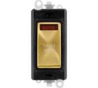 Click GridPro GM2018NBKSB-TD 20AX Double Pole Switch with Neon Module printed "Tumble Dryer" - Satin Brass (Black)