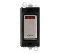 Click GridPro GM2018NBKSS-OV 20AX Double Pole Switch with Neon Module printed "Oven" - Stainless Steel (Black)
