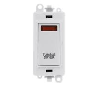 Click GridPro GM2018NPW-TD 20AX Double Pole Switch with Neon Module printed "Tumble Dryer" - Polar White