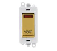 Click GridPro GM2018NPWBR-CH 20AX Double Pole Switch with Neon Module printed "Cooker Hood" - Polished Brass (Polar White)