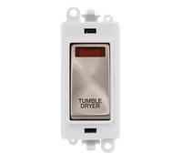 Click GridPro GM2018NPWBS-TD 20AX Double Pole Switch with Neon Module printed "Tumble Dryer" - Brushed Stainless (Polar White)