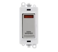 Click GridPro GM2018NPWCH-DW 20AX Double Pole Switch with Neon Module printed "Dishwasher" - Polished Chrome (Polar White)