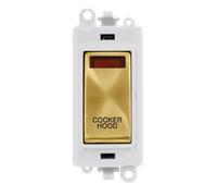 Click GridPro GM2018NPWSB-CH 20AX Double Pole Switch with Neon Module printed "Cooker Hood" - Satin Brass (Polar White)