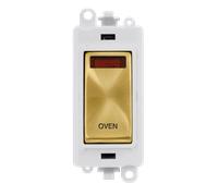 Click GridPro GM2018NPWSB-OV 20AX Double Pole Switch with Neon Module printed "Oven" - Satin Brass (Polar White)