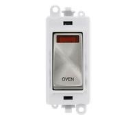 Click GridPro GM2018NPWSC-OV 20AX Double Pole Switch with Neon Module printed "Oven" - Satin Chrome (Polar White)