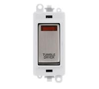 Click GridPro GM2018NPWSS-TD 20AX Double Pole Switch with Neon Module printed "Tumble Dryer" - Stainless Steel (Polar White)