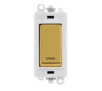 Click GridPro GM2018PWBR-OV 20AX Double Pole Switch Module printed "Oven" - Polished Brass (Polar White)