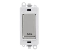 Click GridPro GM2018PWCH-OV 20AX Double Pole Switch Module printed "Oven" - Polished Chrome (Polar White)