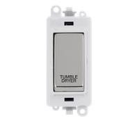 Click GridPro GM2018PWCH-TD 20AX Double Pole Switch Module printed "Tumble Dryer" - Polished Chrome (Polar White)