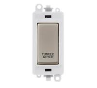 Click GridPro GM2018PWPN-TD 20AX Double Pole Switch Module printed "Tumble Dryer" - Pearl Nickel (Polar White)