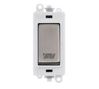 Click GridPro GM2018PWSS-TD 20AX Double Pole Switch Module printed "Tumble Dryer" - Stainless Steel (Polar White)