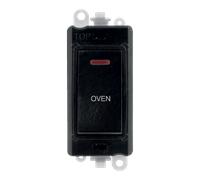 Click GridPro GM2218BK-OV 20AX Double Pole Switch with LED Module printed "Oven" - Black