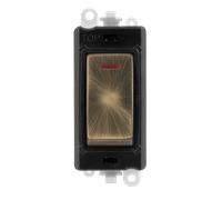 Click GridPro GM2218BKAB 20AX Double Pole Switch with LED Module - Antique Brass (Black)