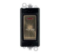 Click GridPro GM2218BKAB-HT 20AX Double Pole Switch with LED Module printed "Hot Tap" - Antique Brass (Black)