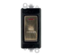 Click GridPro GM2218BKAB-WC 20AX Double Pole Switch with LED Module printed "Wine Cooler" - Antique Brass (Black)