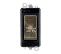 Click GridPro GM2218BKAB-WM 20AX Double Pole Switch with LED Module printed "Washing Machine" - Antique Brass (Black)