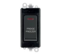 Click GridPro GM2218BKBN-FF 20AX Double Pole Switch with LED Module printed "Fridge Freezer" - Black Nickel (Black)