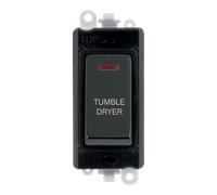 Click GridPro GM2218BKBN-TD 20AX Double Pole Switch with LED Module printed "Tumble Dryer" - Black Nickel (Black)