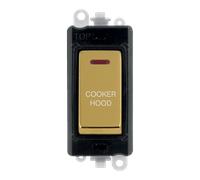 Click GridPro GM2218BKBR-CH 20AX Double Pole Switch with LED Module printed "Cooker Hood" - Polished Brass (Black)