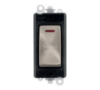 Click GridPro GM2218BKBS-TD 20AX Double Pole Switch with LED Module printed "Tumble Dryer" - Brushed Stainless (Black)