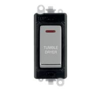 Click GridPro GM2218BKCH-TD 20AX Double Pole Switch with LED Module printed "Tumble Dryer" - Polished Chrome (Black)