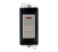 Click GridPro GM2218BKPN-CH 20AX Double Pole Switch with LED Module printed "Cooker Hood" - Pearl Nickel (Black)
